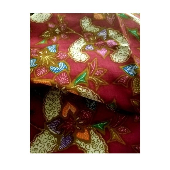 Material Fabric Cotton Red Blue White Brown 38" x 87'  Flowers Hearts Leaves - Picture 9 of 10